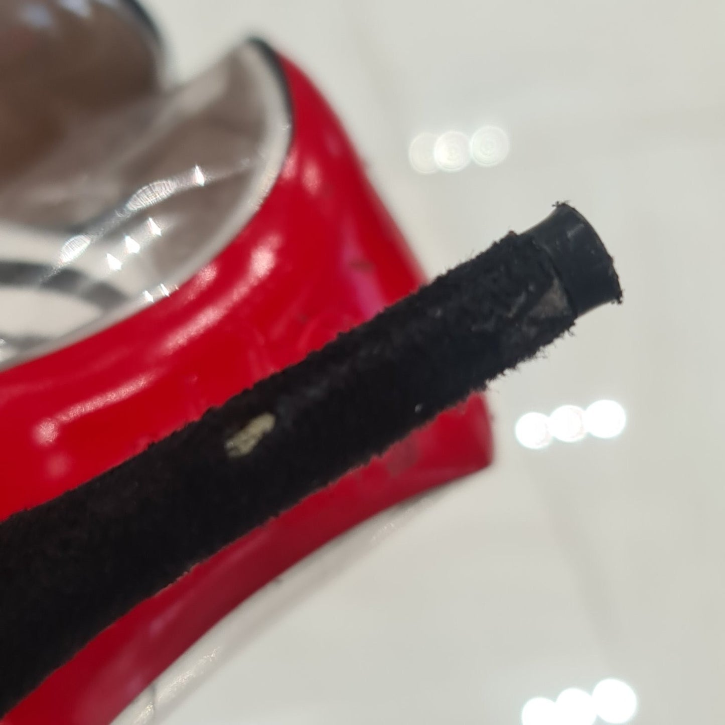 Christian Louboutin Bis Un Bout Black Suede & PVC Pumps Sz.37.5 Pre-owned