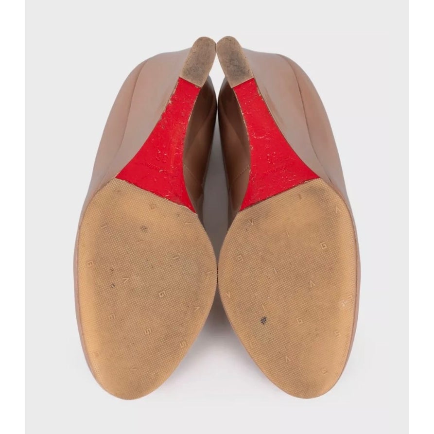 Christian Louboutin Beige Leather Wedge Pumps EU 36 Pre-owned