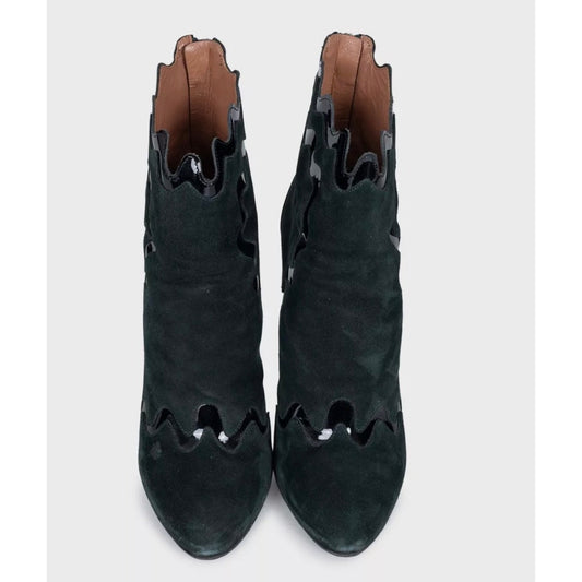 Alaïa Green Suede & Patent Leather Ankle Boots Sz.39 Pre-owned