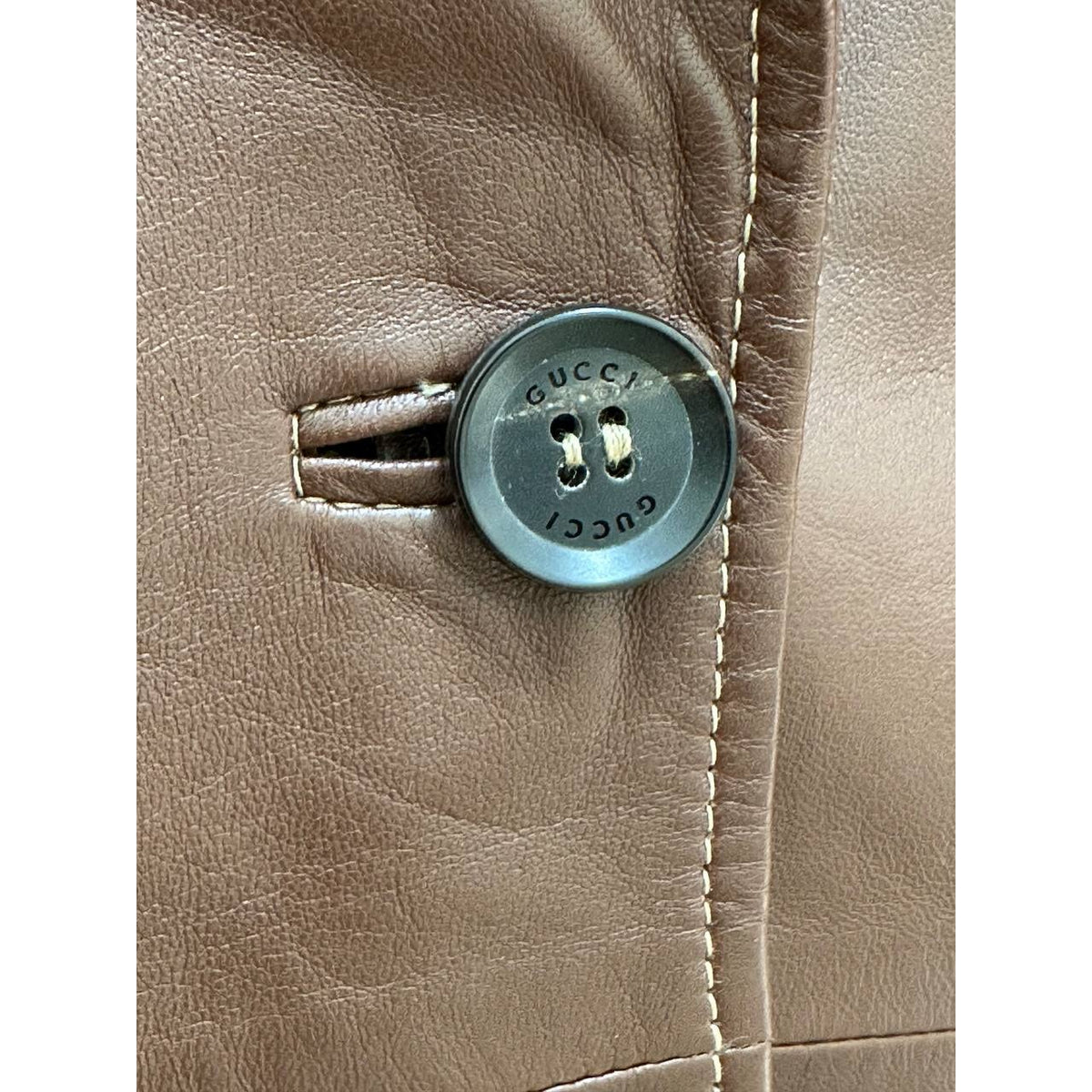 Vintage Gucci Tom Ford Brown Leather Blazer Sz.8 Pre-owned