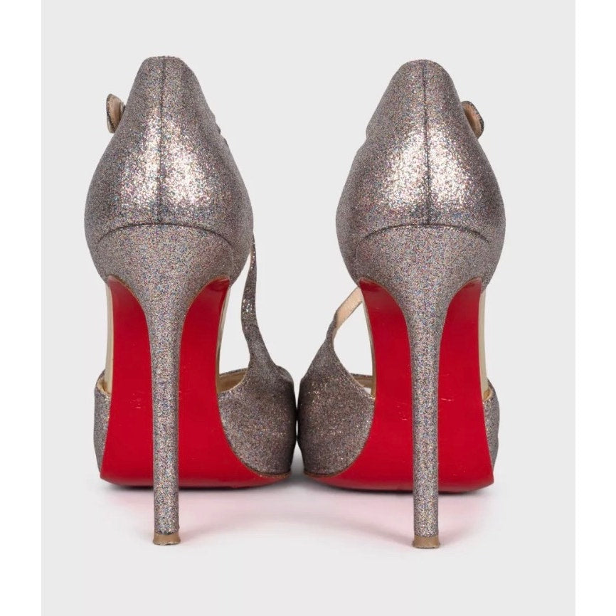 Christian Louboutin Shiny Leather Button Heel Sandals 38.5 pre-owned