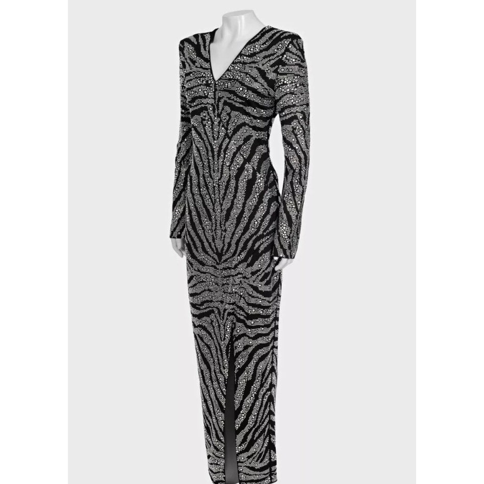 Balmain Black Crystal Embellished Maxi Dress XS Pre-owned