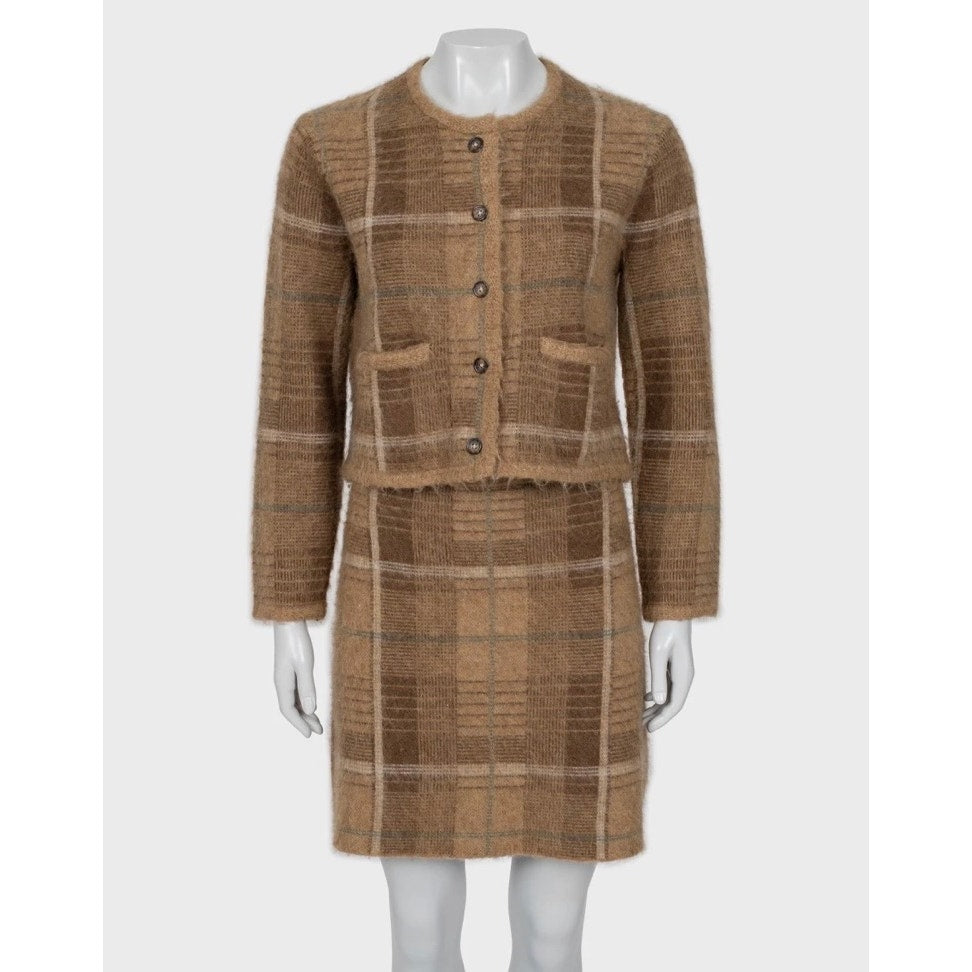 Polo Ralph Lauren Brown Plaid Knit Set - Size S Pre-owned