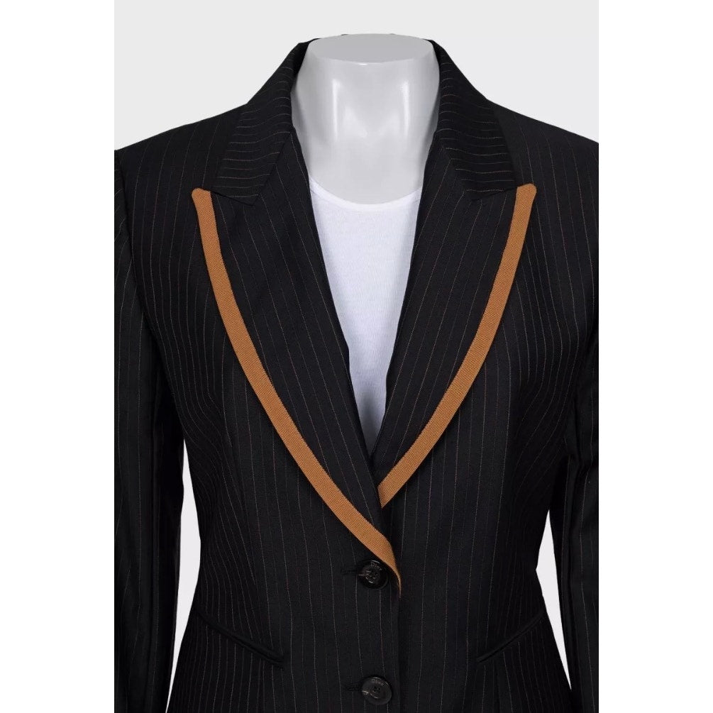 Christian Dior Black Striped Wool Suit FR44 XXL Pre-owned