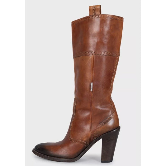 Gucci Brown Leather Logo Boots - EU 37 Pre-owned