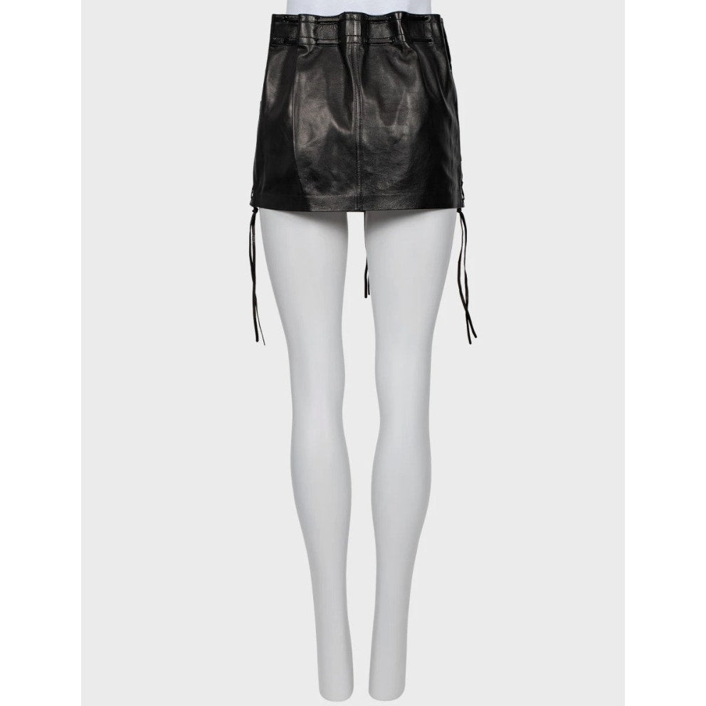 Saint Laurent Black Leather Mini Skirt - Size FR36 / S Pre-owned