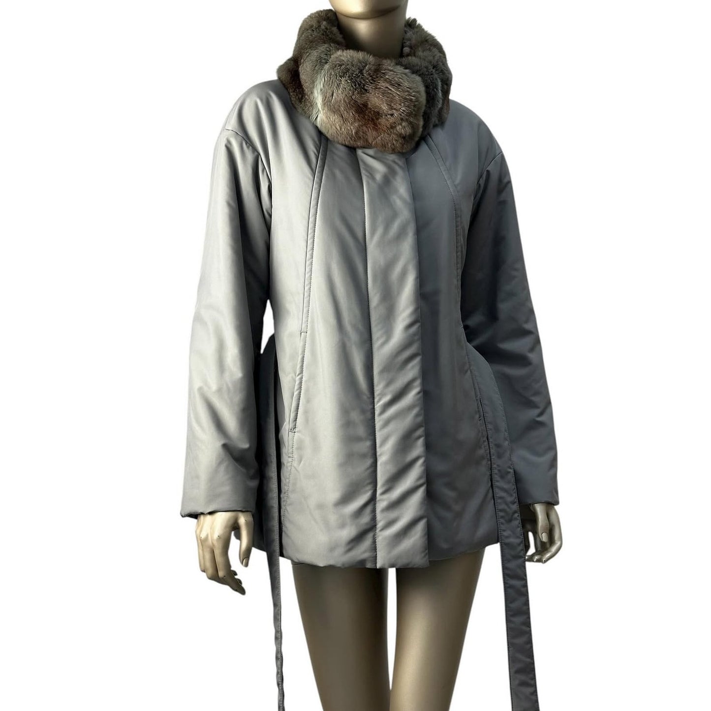 Loro Piana Grey Chinchilla Trim Cashmere Jacket Coat  Sz 42/S pre-owned