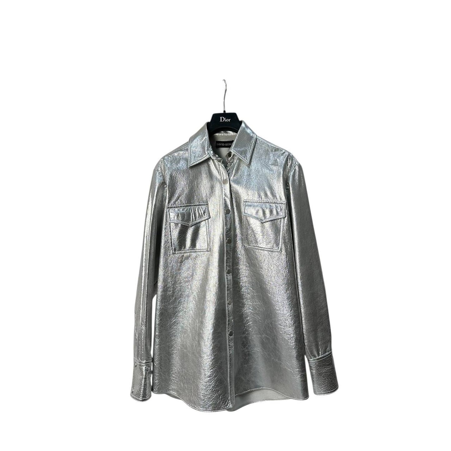 David Koma Silver Leather Shirt Sz.6