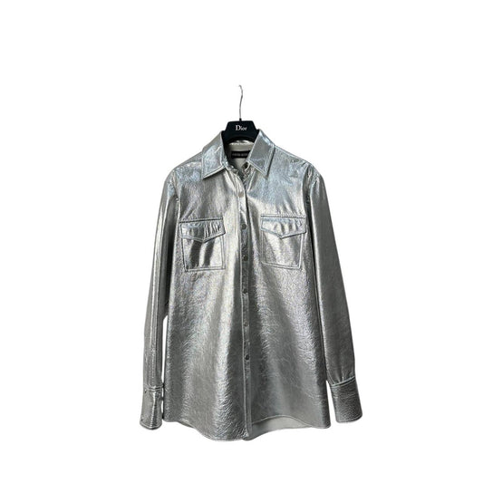 David Koma Silver Leather Shirt Sz.6