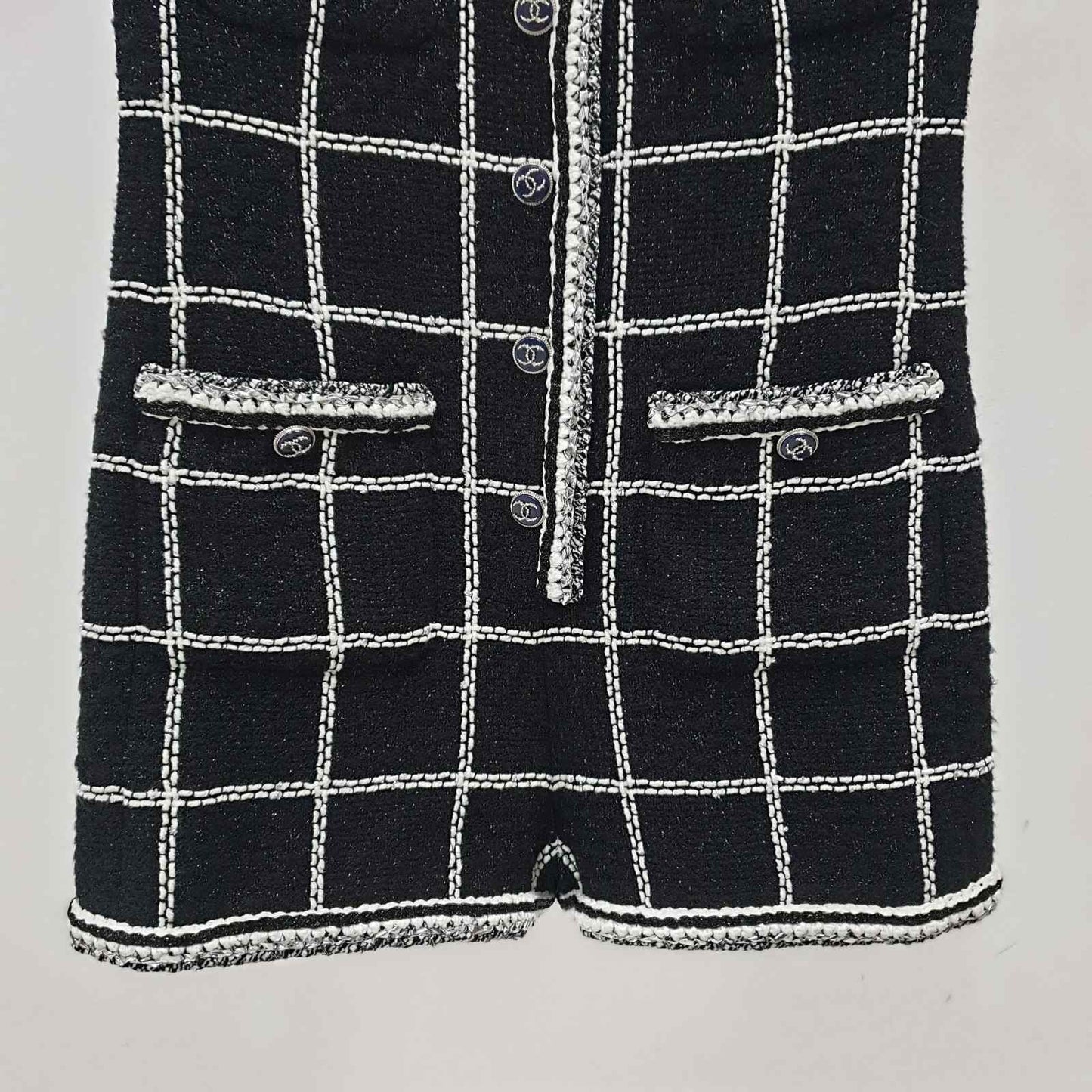 Chanel 2020 Tweed Romper, Black & Metallic, Size 40 Pre-owned