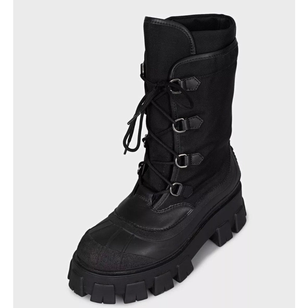 Prada Black Lace-Up Boots Size 39.5 Pre-owned