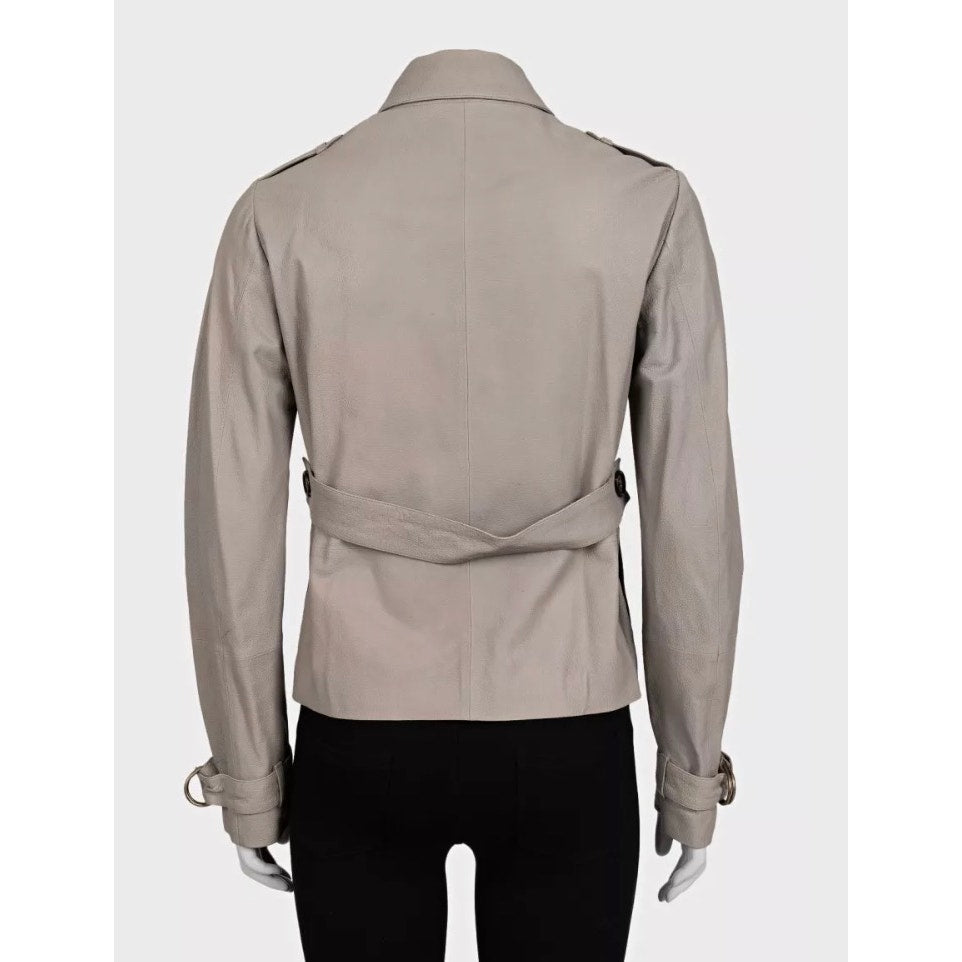 Brunello Cucinelli Beige Leather Jacket - IT 42 / M Pre-owned