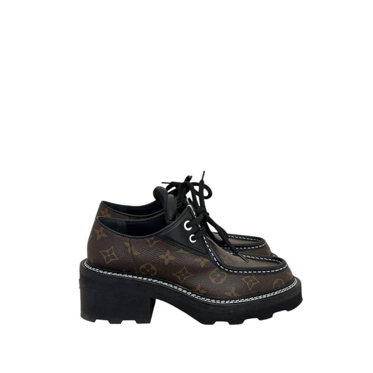 Chic Louis Vuitton Monogram Beaubourg Platform Derby 38.5 Pre-owned