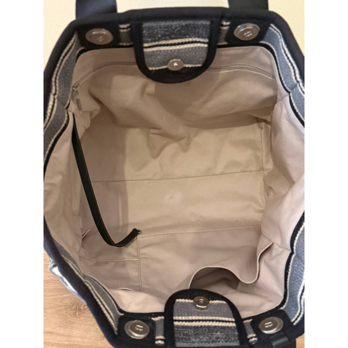 Chanel Deauville Striped Cloth Large Tote Bag Pre-owned