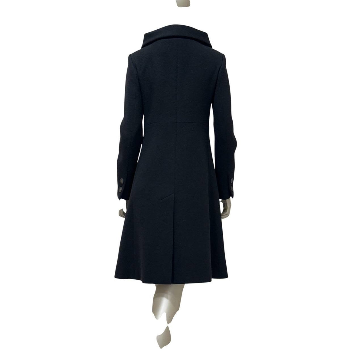 CHANEL Black Wool Coat A-Line Double-Breasted Sz. 38 Pre-owned