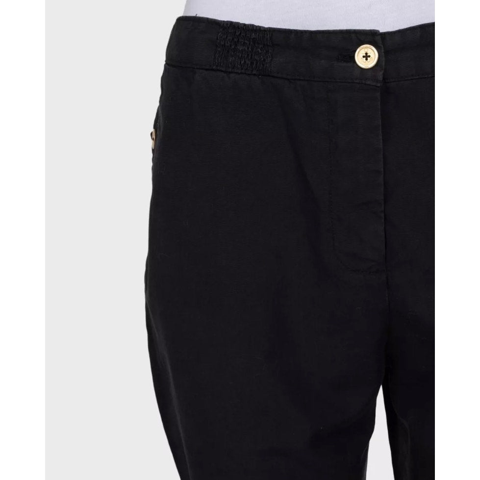 YSL Vintage Black Cotton-Silk Trousers Sz. 38 Pre-owned