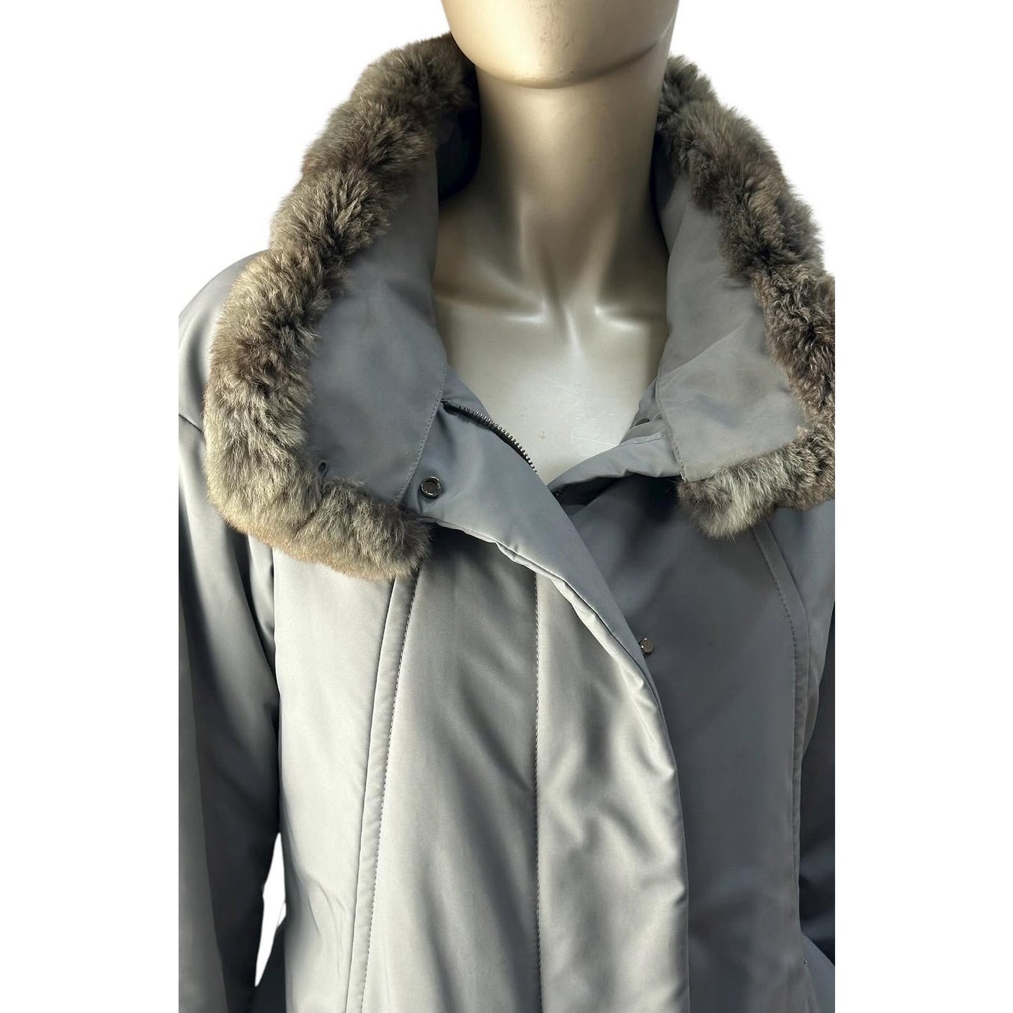 Loro Piana Grey Chinchilla Trim Cashmere Jacket Coat  Sz 42/S pre-owned