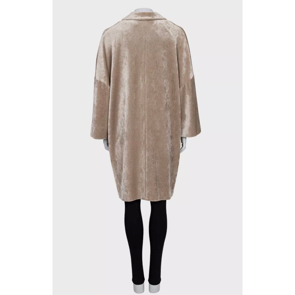 Brunello Cucinelli Beige Velvet Snap Cardigan - IT 42/M  Pre-owned
