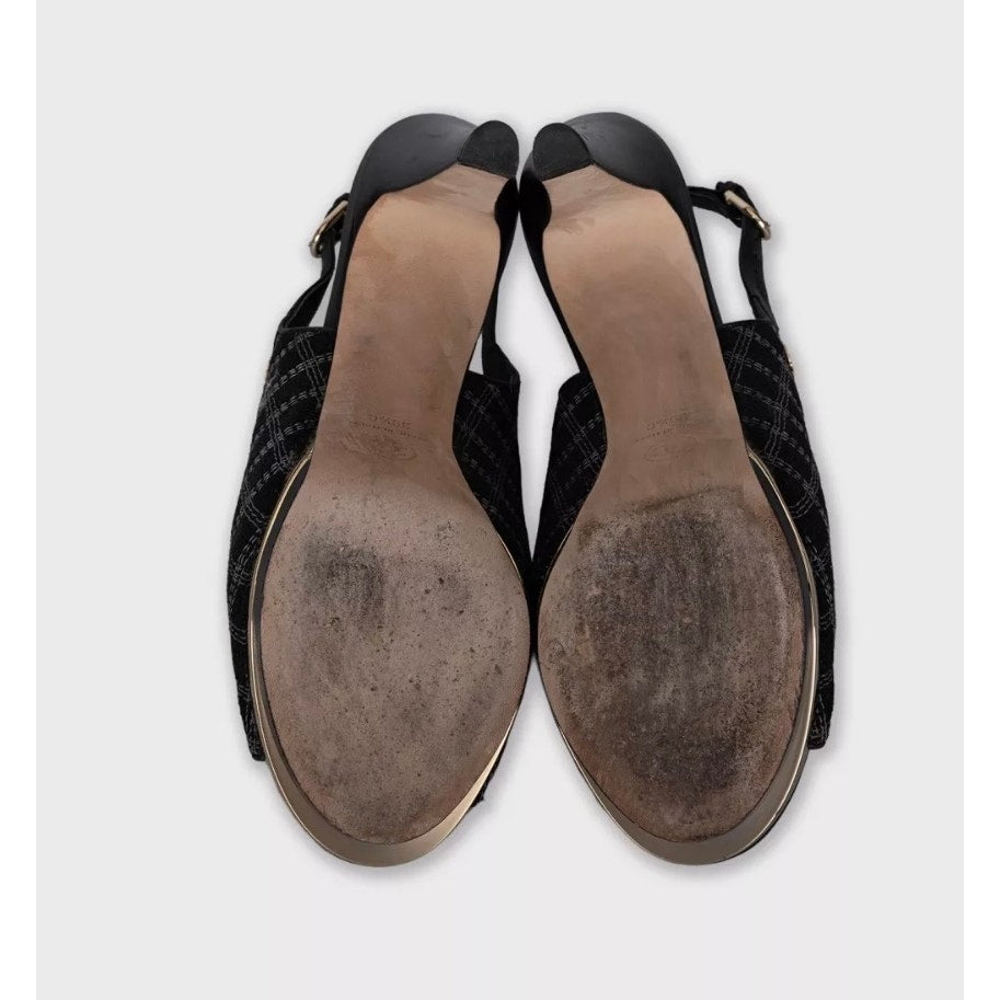 Chanel Black Textile Slingbacks Size 39.5 pre-owned