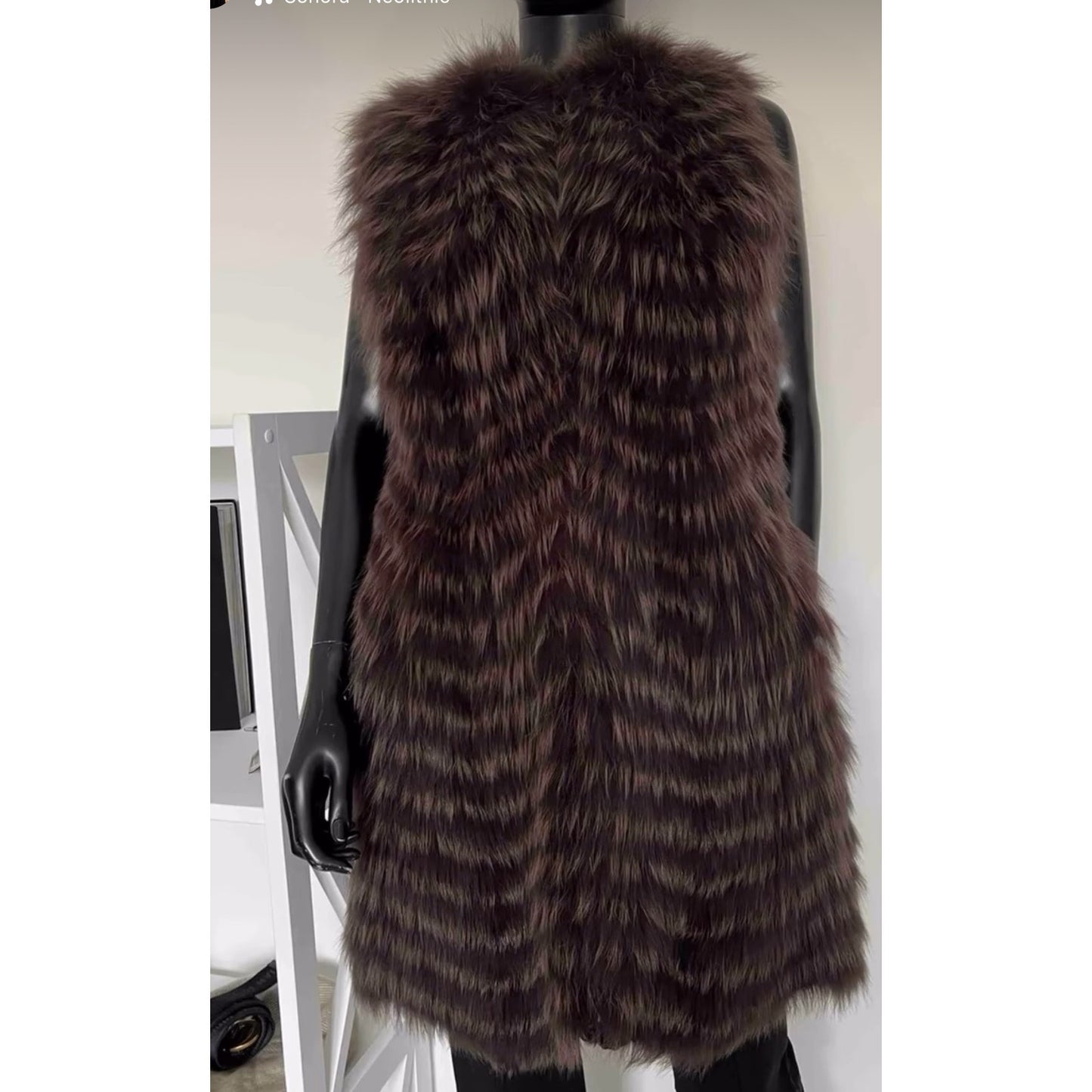 Christian Dior Sleeveless Fox Fur Coat Size 38 - Excellent pre-owned