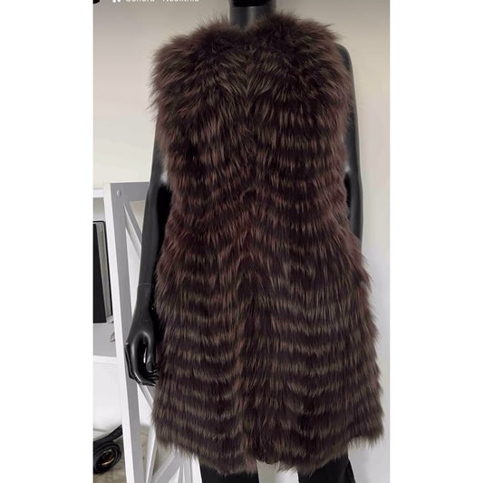 Christian Dior Sleeveless Fox Fur Coat Size 38 - Excellent pre-owned
