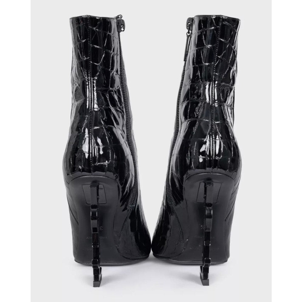 Saint Laurent Opyum Leather Ankle Boots – Size 38.5 Pre-owned