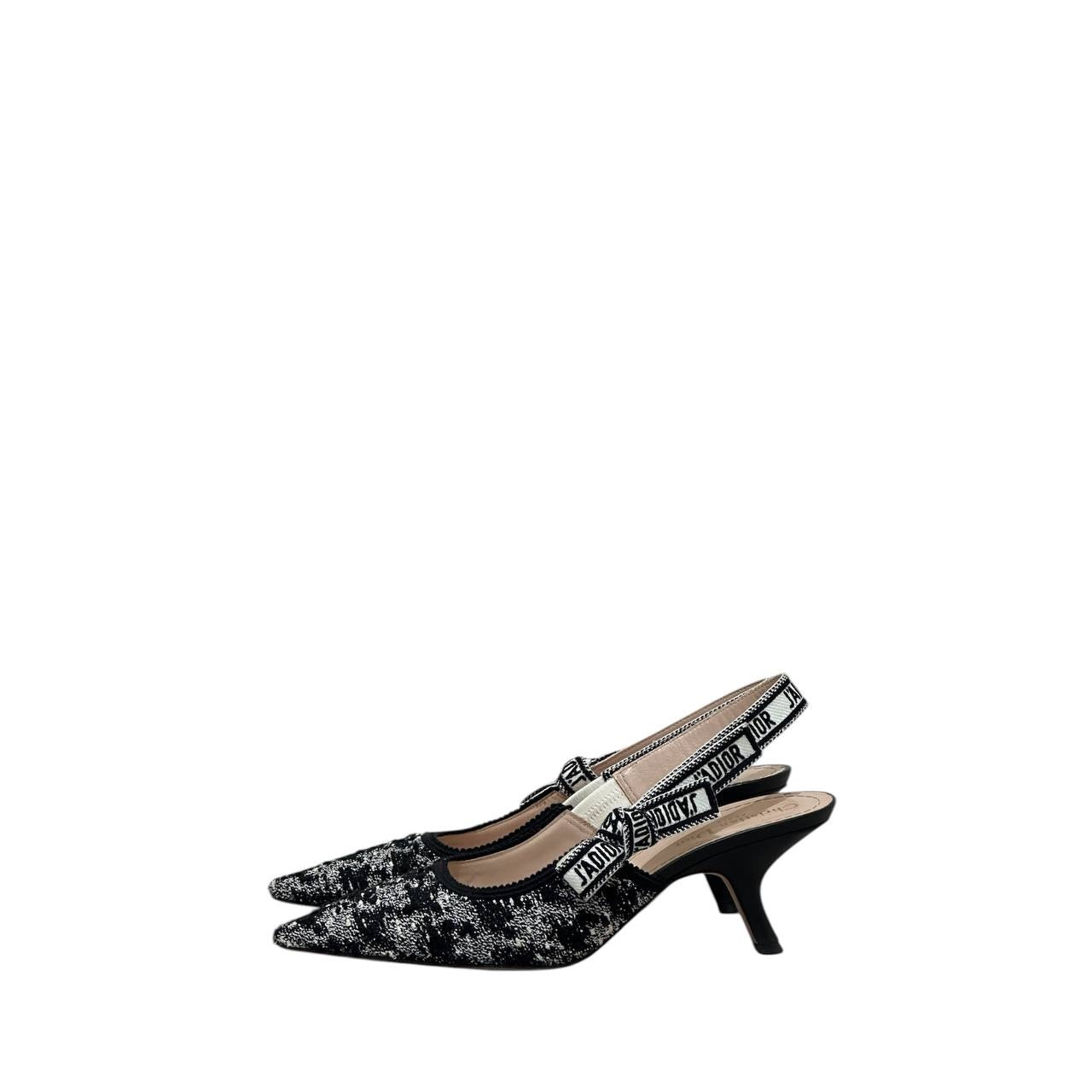 Dior J’Adior Houndstooth Slingback Pumps EU 39.5 Pre-owned