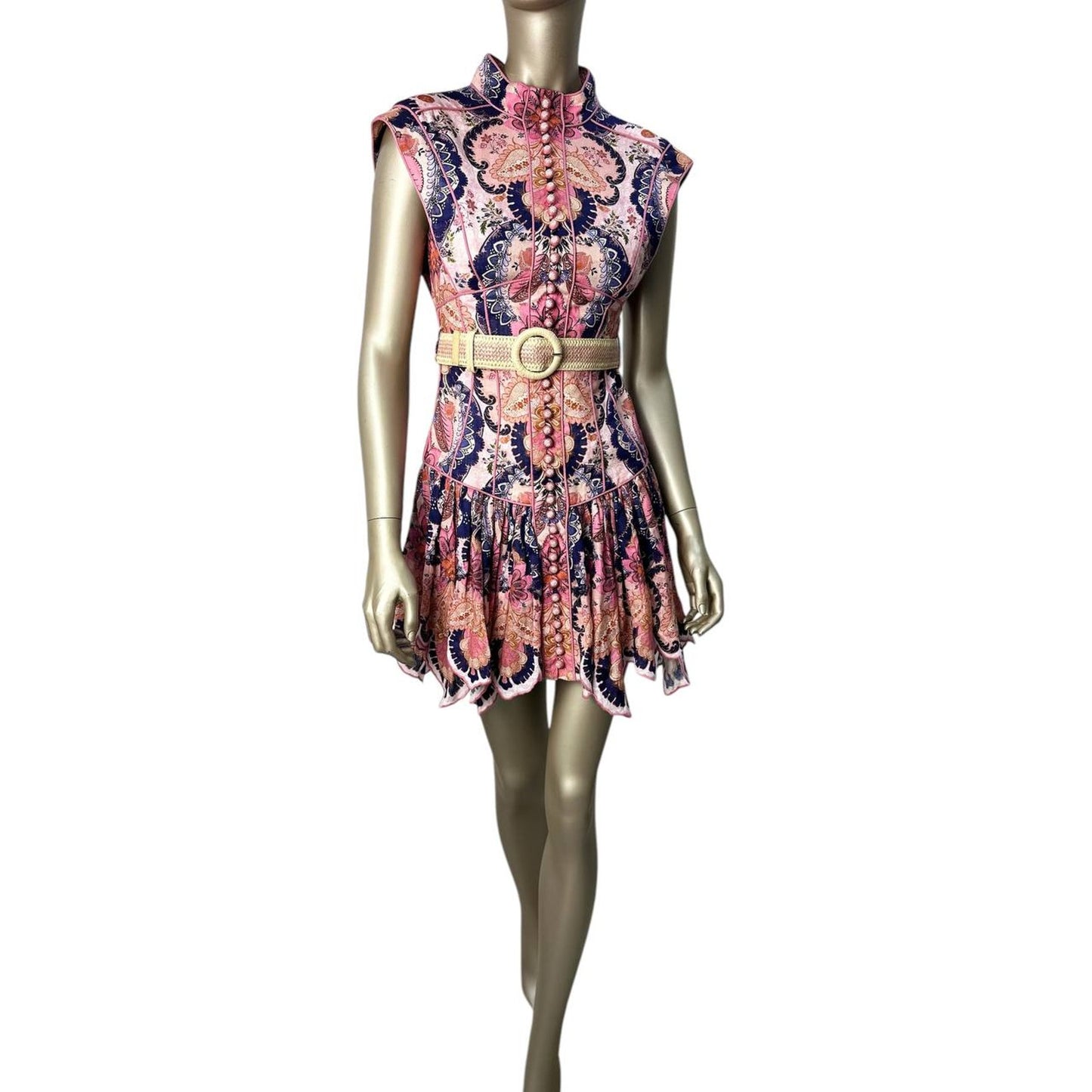 Zimmermann Linen Printed Mini Dress Sz.0 Pre-owned