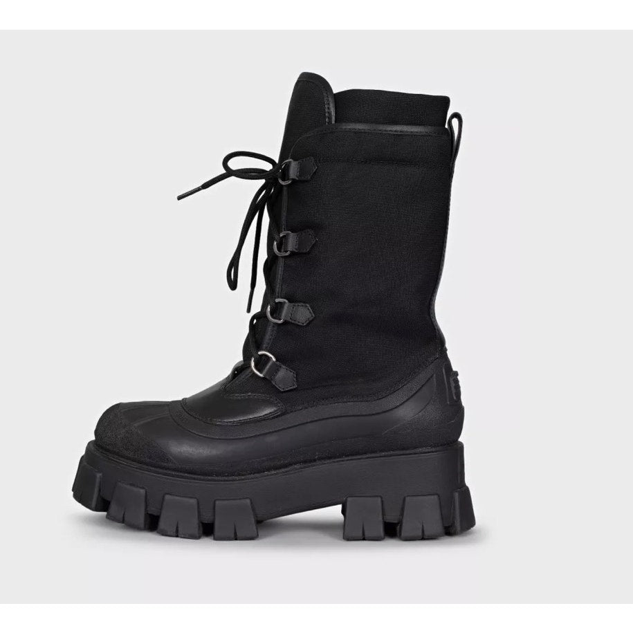 Prada Black Lace-Up Boots Size 39.5 Pre-owned