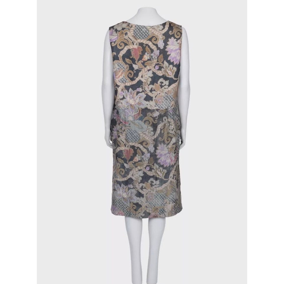 Dries Van Noten Wool & Silk Floral Print Midi Dress EU44 Pre-owned