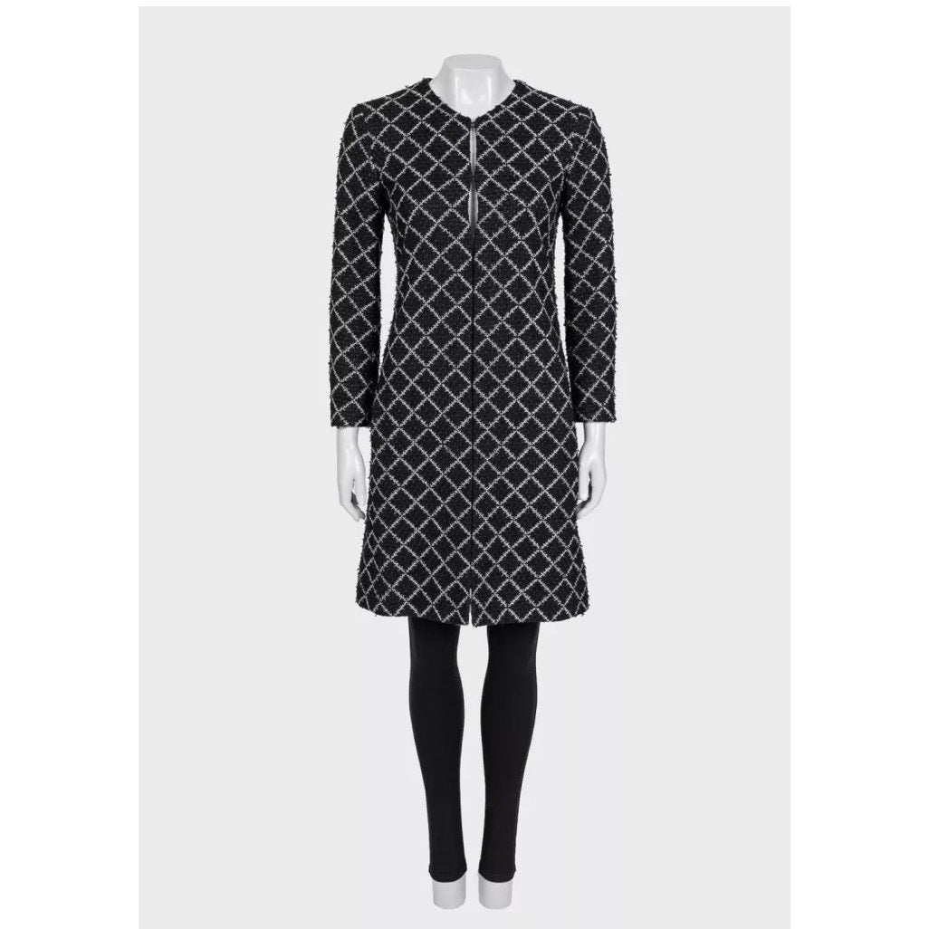 NWOT Chanel Black Printed Coat  EU34/XS Pre-owned