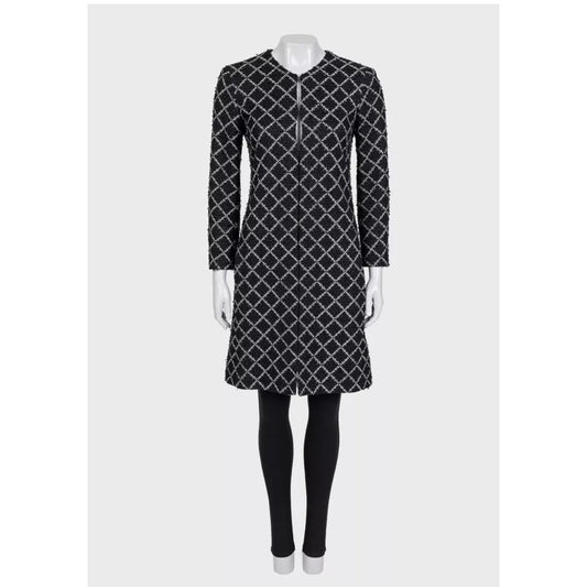 NWOT Chanel Black Printed Coat  EU34/XS Pre-owned
