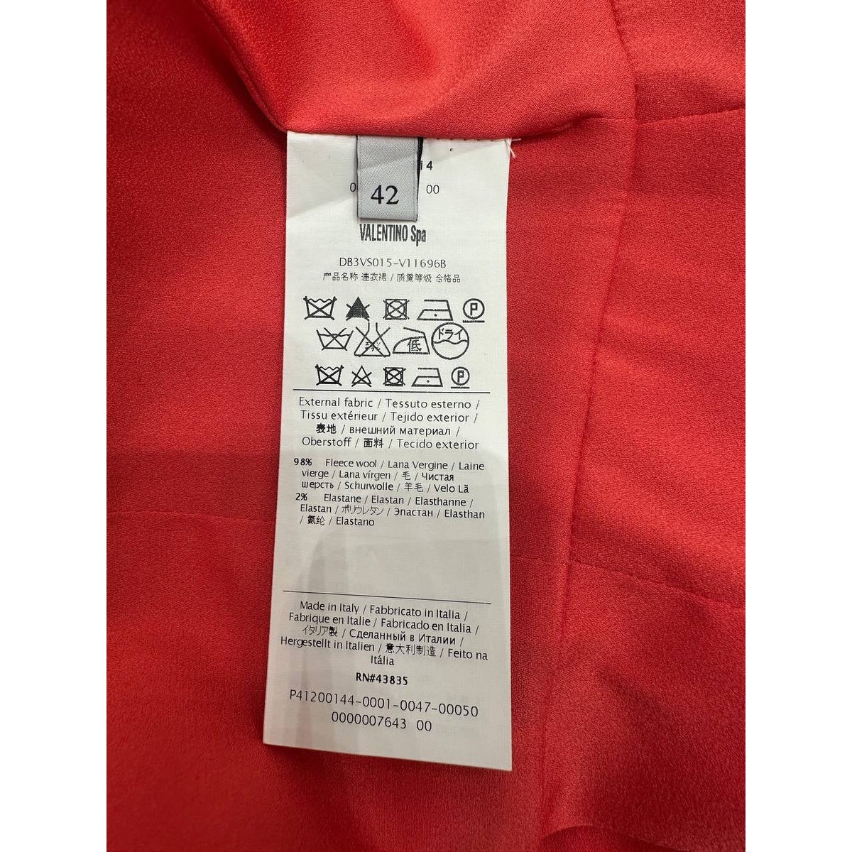 Valentino Techno Couture Red Wool Cocktail Dress Sz.42 Pre-owned