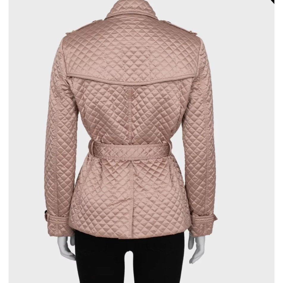 Elegant Burberry Quilted Belted Jacket Size M Pre-owned