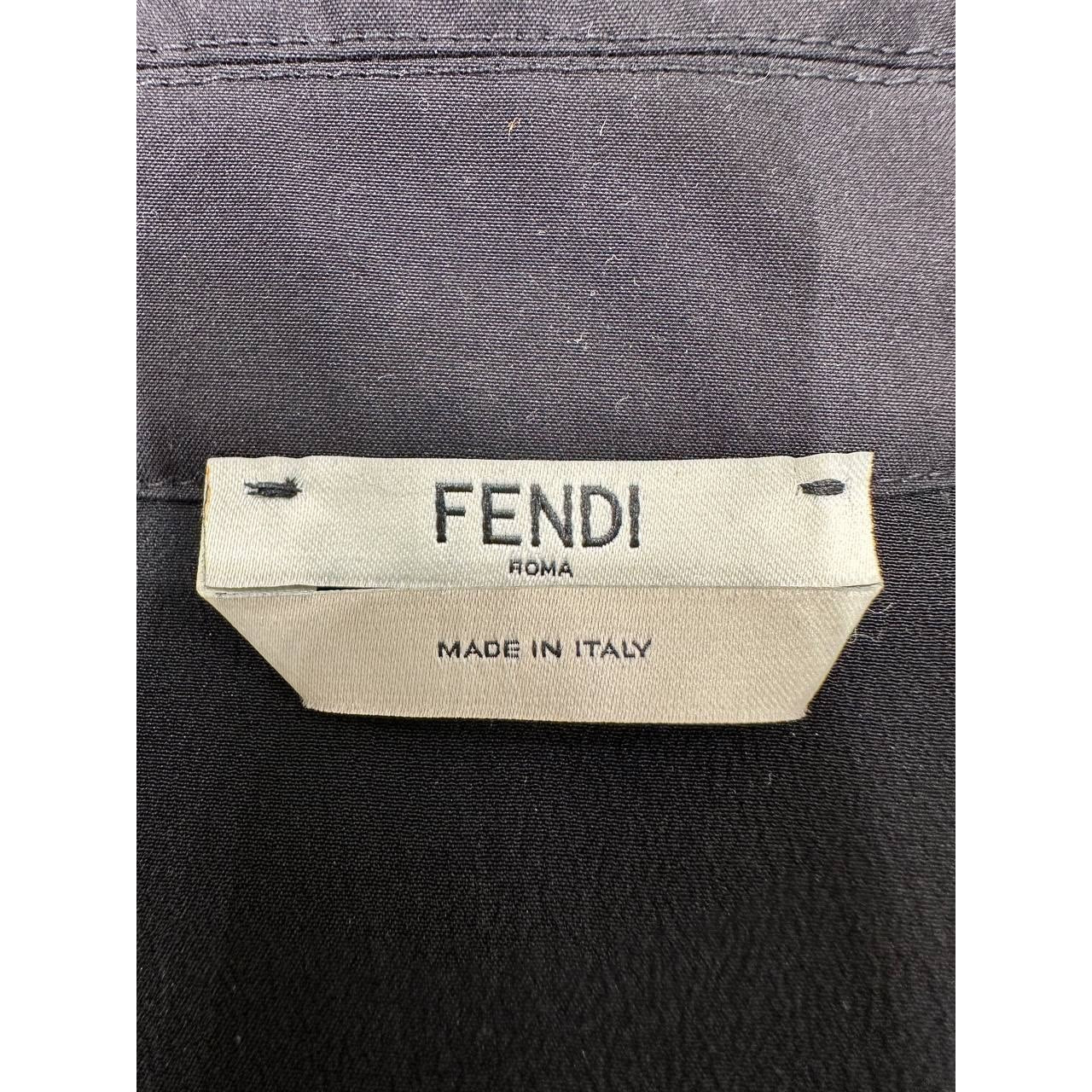Fendi Black Silk Dress with Floral Embroidery Sz.42 Pre-owned