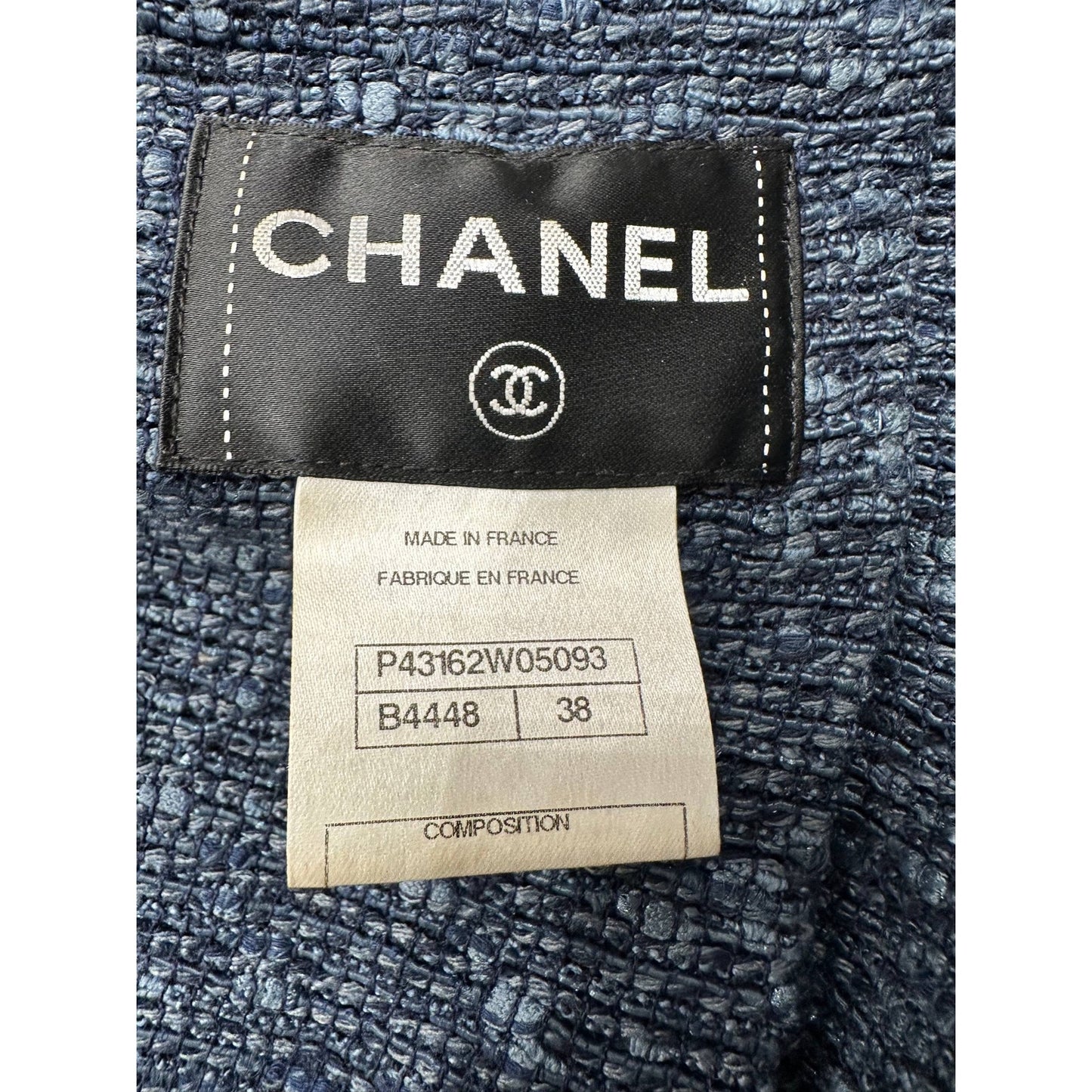 Chanel Spring 2012 Blue Tweed & Denim Belted Jacket FR 38 Pre-owned