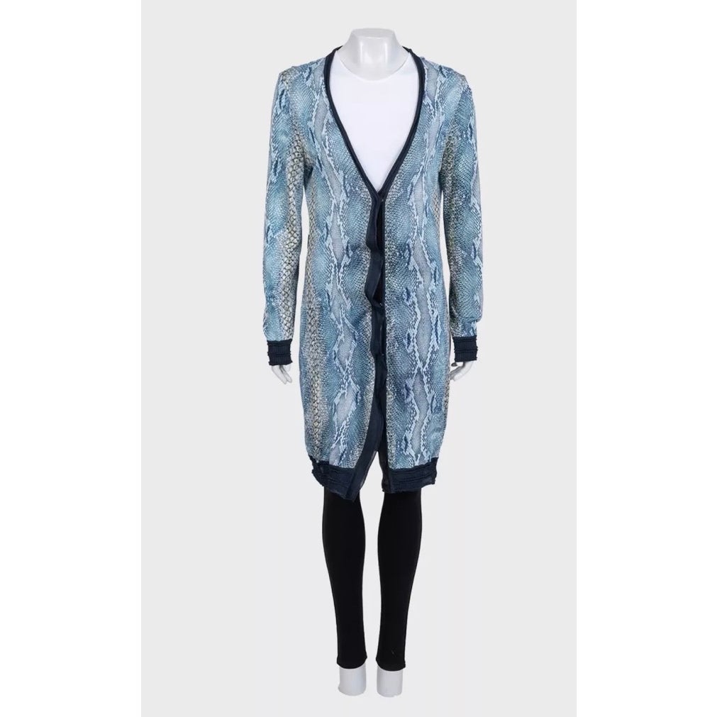 Roberto Cavalli Animal Print Long Viscose Cardigan Sz.42 Pre-owned