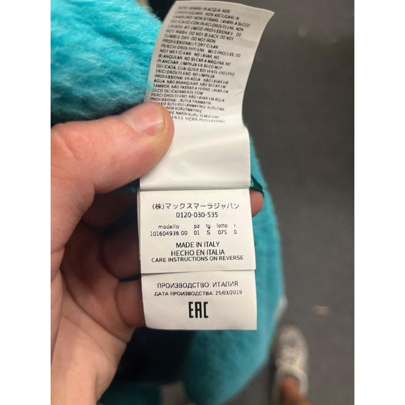 Max Mara  Teddy Bear  Oversized Light Blue Alpaca & Silk Coat, Size S Pre-owned