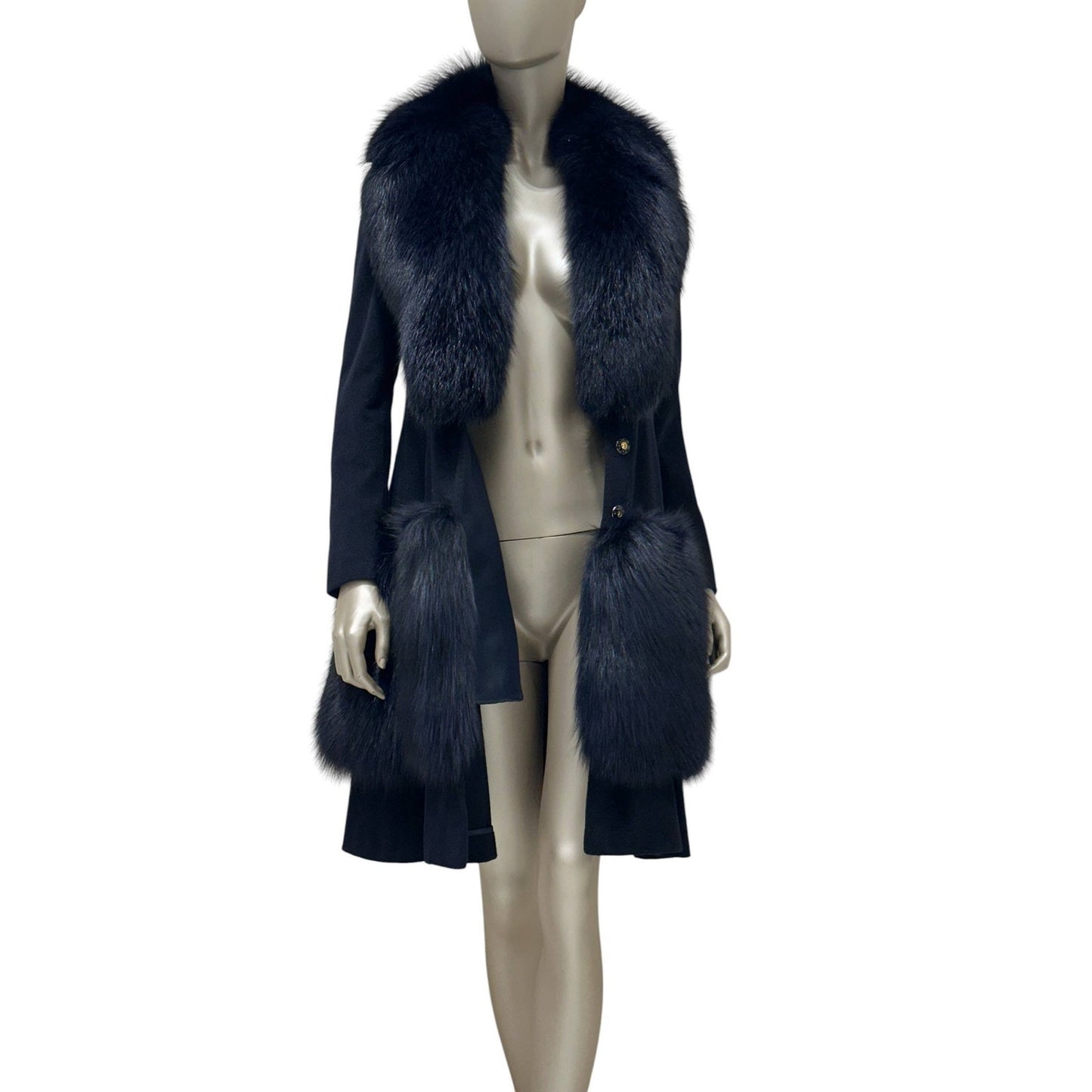 Larusmiani Black Wool  Coat Size 40 Pre-owned