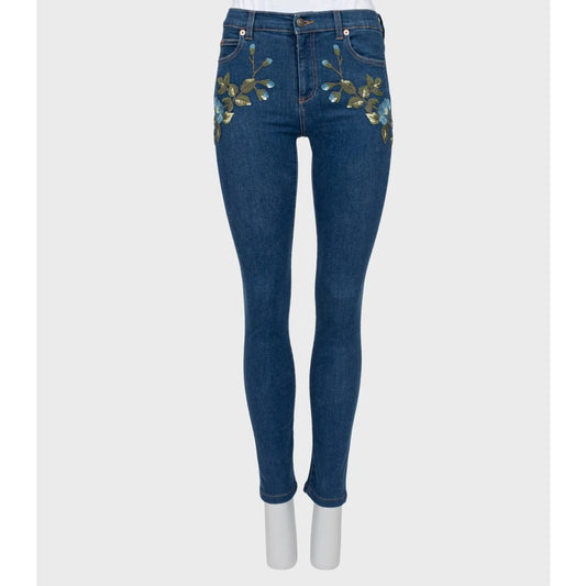 Gucci Skinny Patched Blue Denim Jeans Sz.W27/M Pre-owned