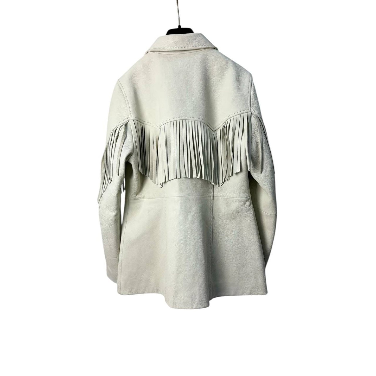 Ganni Matte Leather Fringe jacket Sz.38 Pre-owned