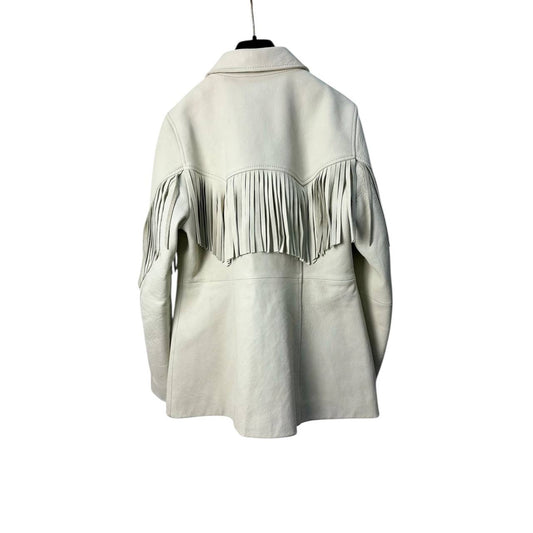 Ganni Matte Leather Fringe jacket Sz.38 Pre-owned