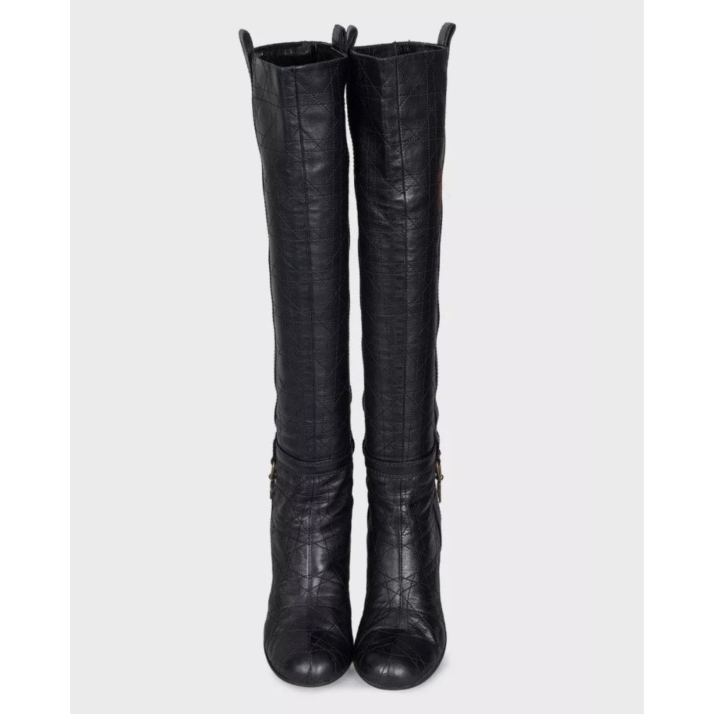 Christian Dior Black Leather Boots with Logo Charms - EU 40 Pre-owned