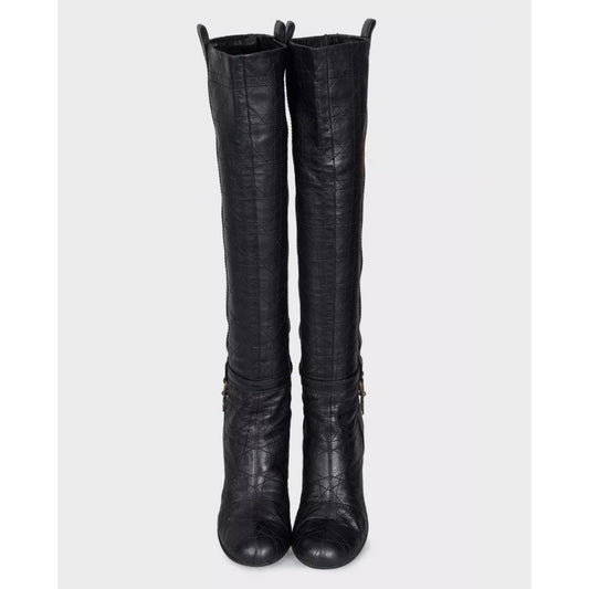 Christian Dior Black Leather Boots with Logo Charms - EU 40 Pre-owned