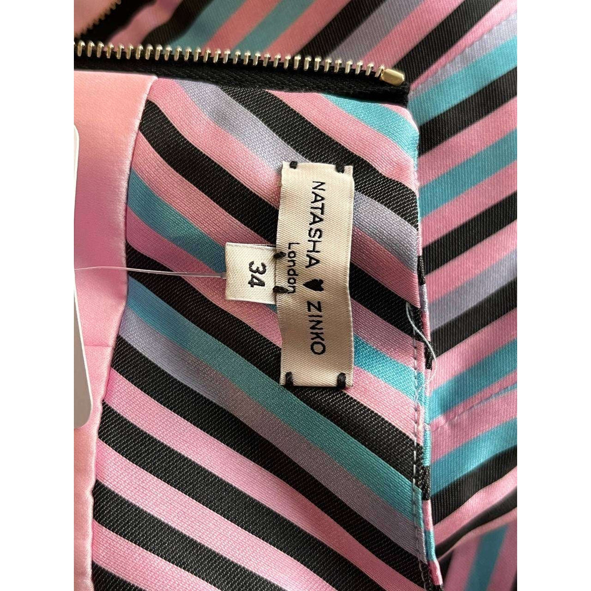Natasha Zinko Striped Fitted Dress with Gold Hardware Sz.38 Pre-owned