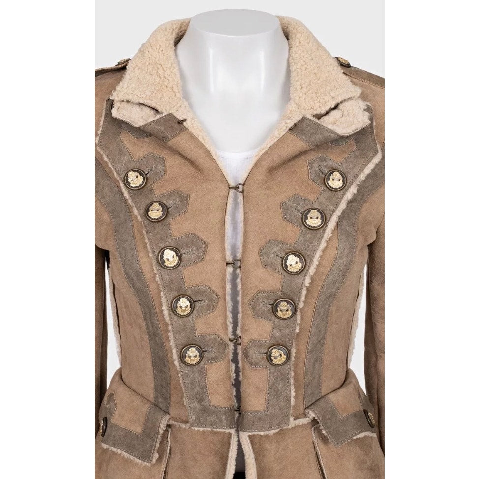 Dolce & Gabbana Brown Lambskin Shearling Coat Sz.40 (S) Pre-owned