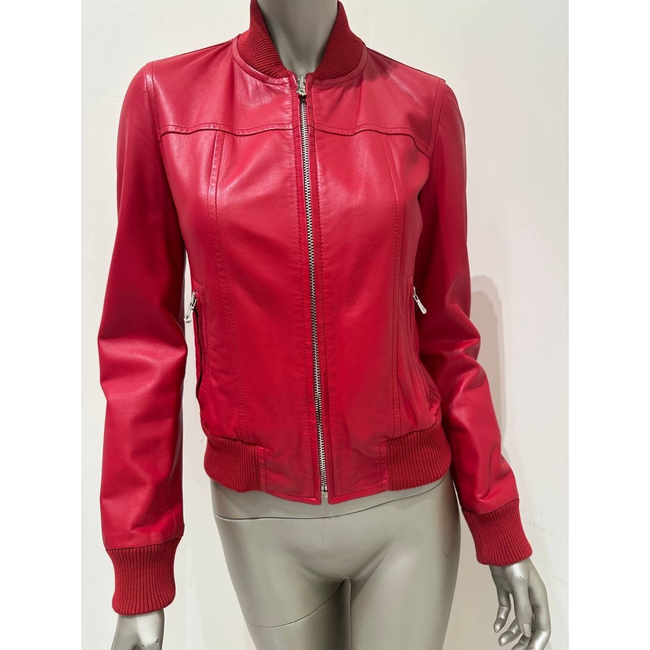 Dolce & Gabbana Red Lambskin Bomber Jacket, IT 40 Pre-owned