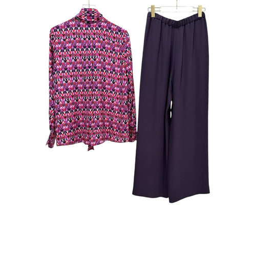 Valentino Silk Blouse Pants Set Suit - Women's Sz 40/42 Pre-owned