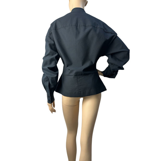 STELLA MCCARTNEY Black Cotton Zipper Detail Front Shirt Blouse Top Sz.40 Pre-owned