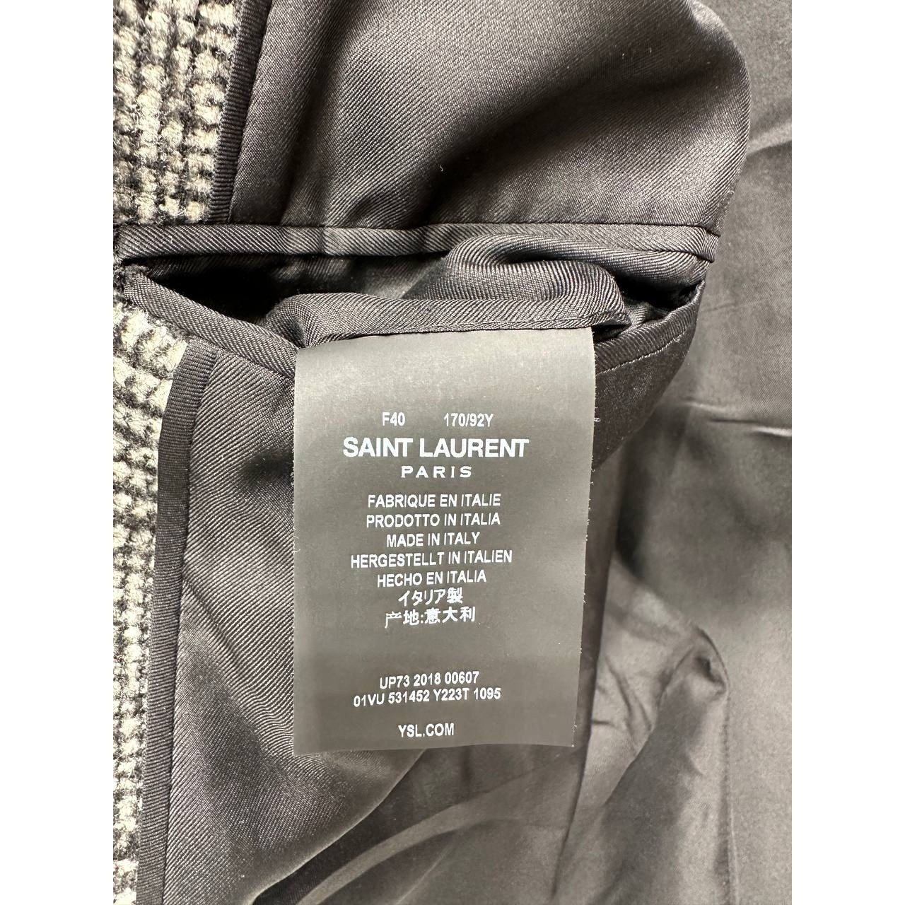 Saint Laurent Paris Plaid Wool Blazer Coat F40 Pre-owned